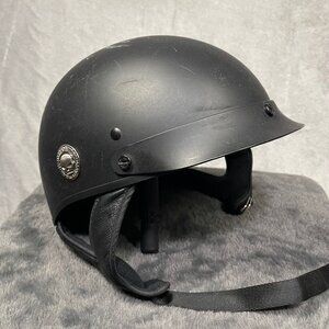 Harley Davidson SM 55-56 cm Matte Black Steel Skull Logo Half‎ Helmet DOT